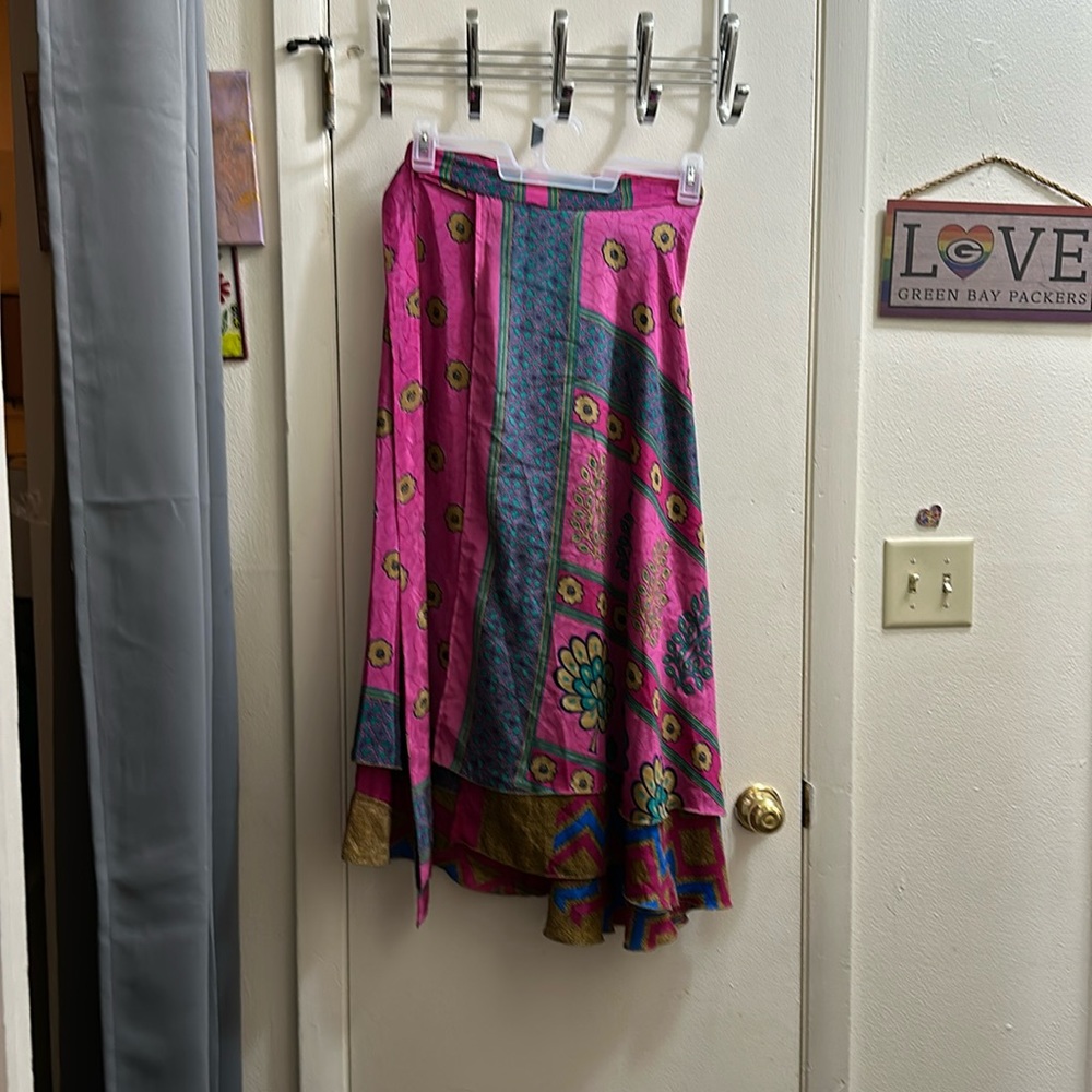 Repurposed sari wrap skirt